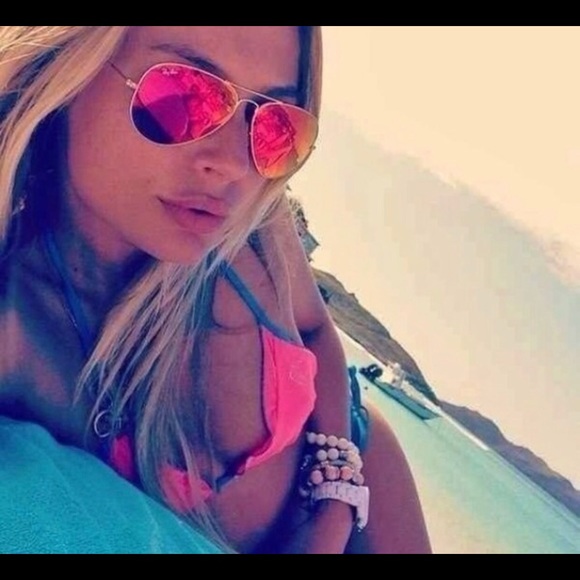 Pink & gold ray-ban aviator sunglasses size 58 - Picture 8 of 8